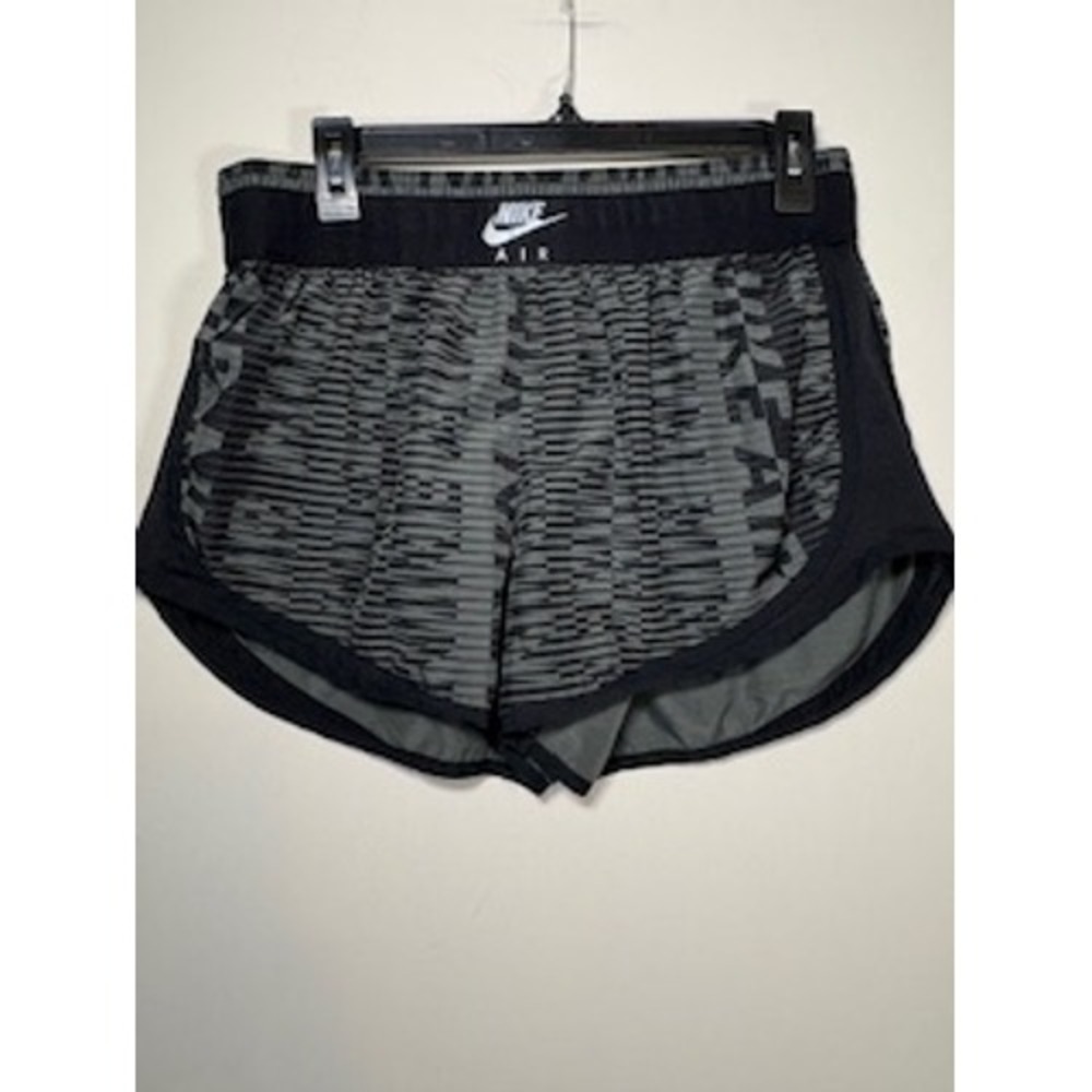 NIKE AIR Running Shorts Small Gray Black Dri-FIT Logo Print Athletic Gym Active